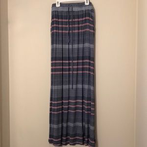Red white & blue maxi skirt with slits & pockets